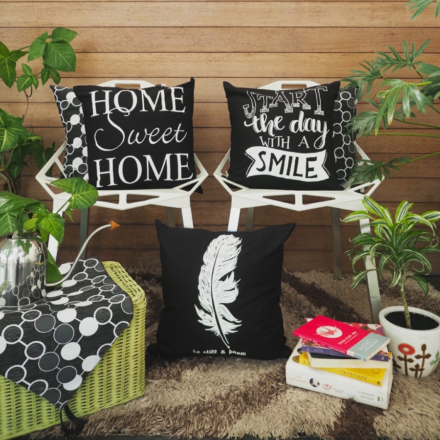 sarung bantal sofa motif timo mix quotes ( set lbh murah) - start the day